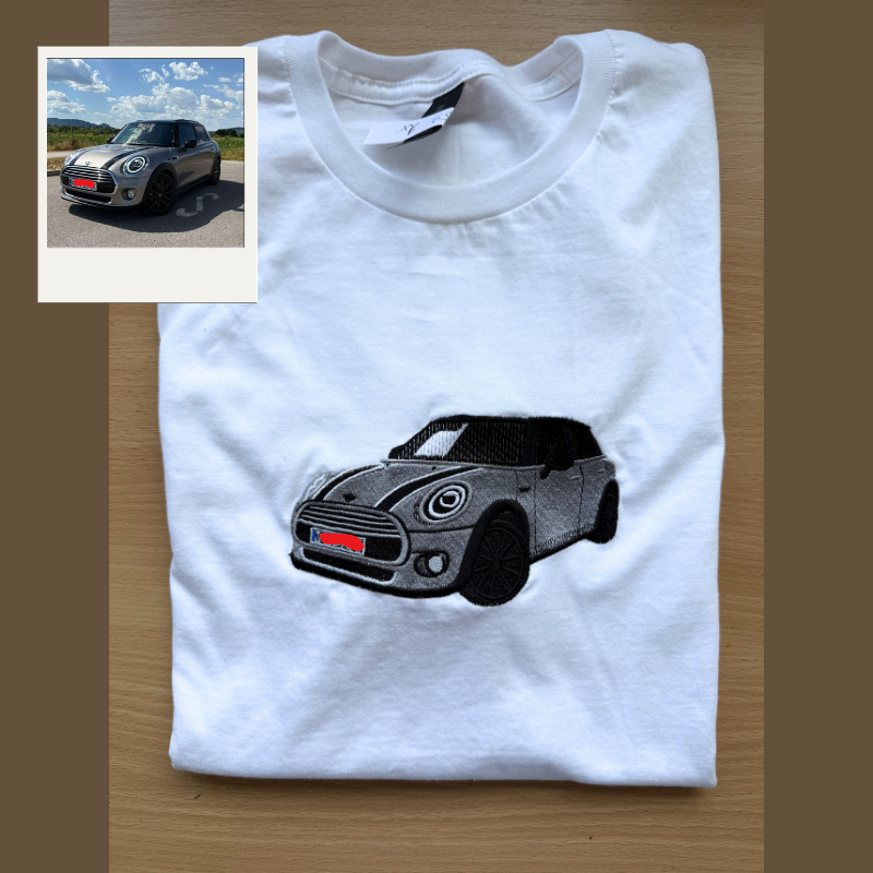 Personalizirana majica s kratkimi rokavi z vezenim vozilom