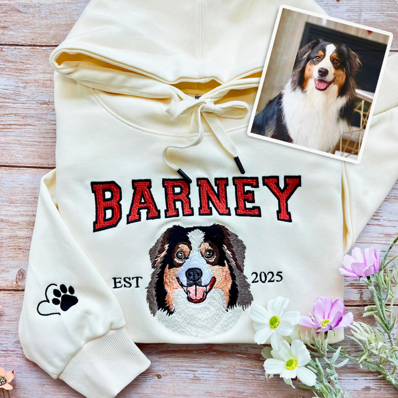 Personaliziran pulover s kapuco z vezenim ljubljenčkom in imenom