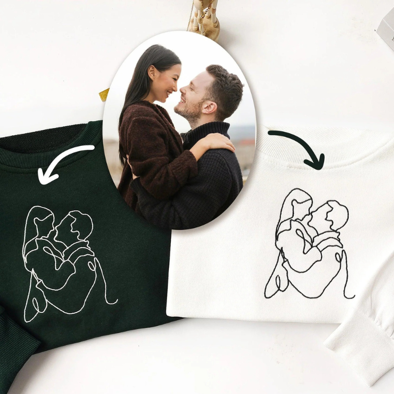 Personalizirana majica z dolgimi rokavi z vezenim obrisom para